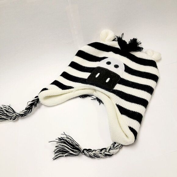 PUGS Trapper Flapper Hat Fleece Lined O/S Mohawk Fringe Chullo Ushanka - Picture 1 of 4